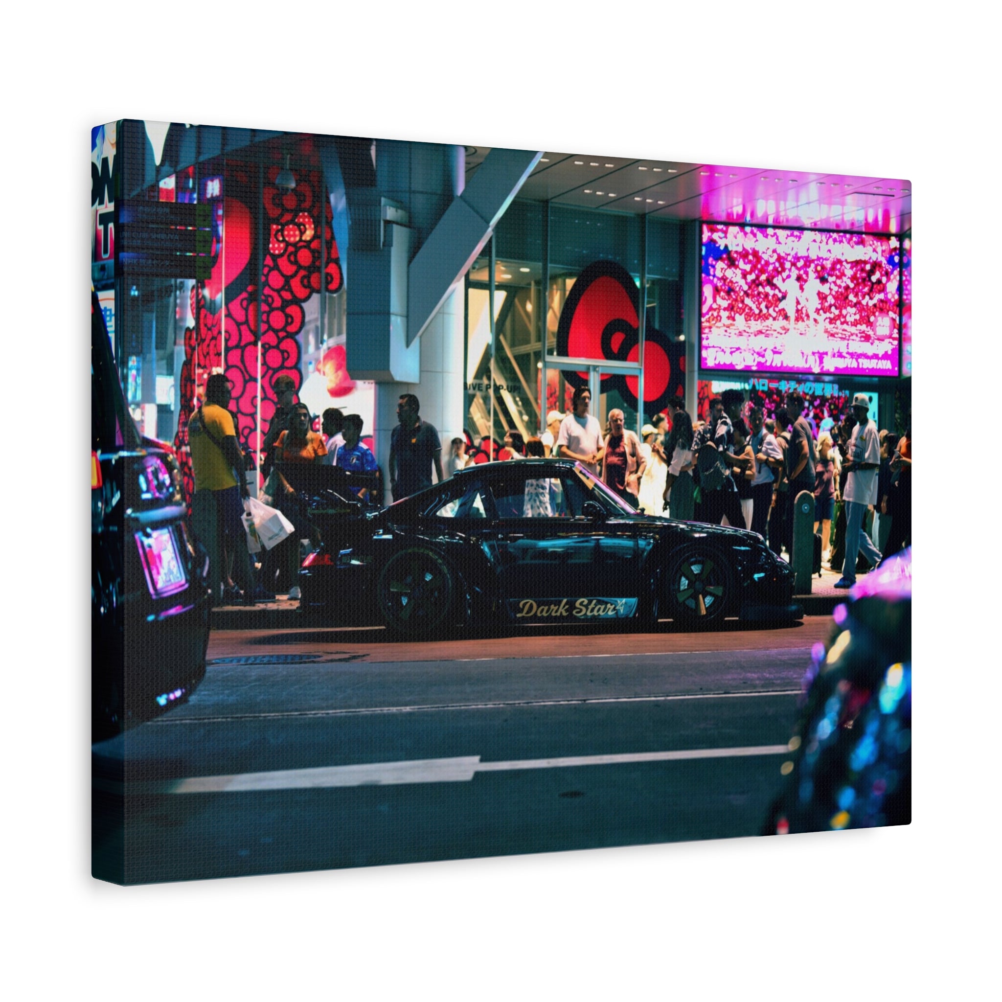 Porsche 911 Neon City Canvas Wall Art for Men – JDM Night Street Car Canvas Print