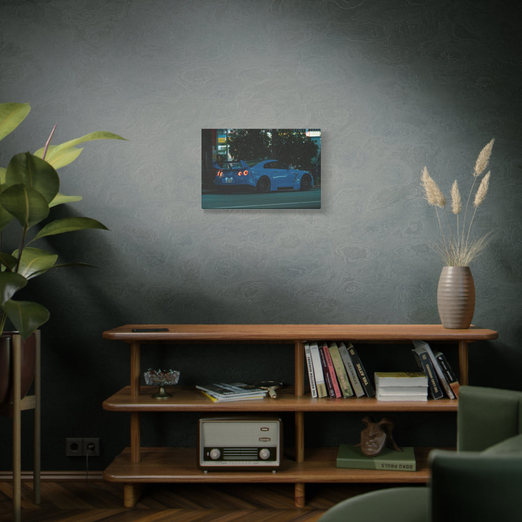 GTR R 35 Canvas Print – JDM Sports Car Wall Art for Men | Widebody Night Street Canvas Decor