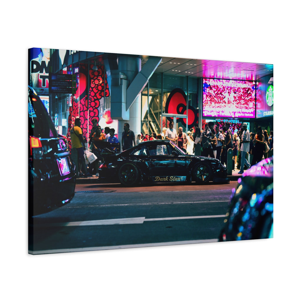 Porsche 911 Neon City Canvas Wall Art for Men – JDM Night Street Car Canvas Print