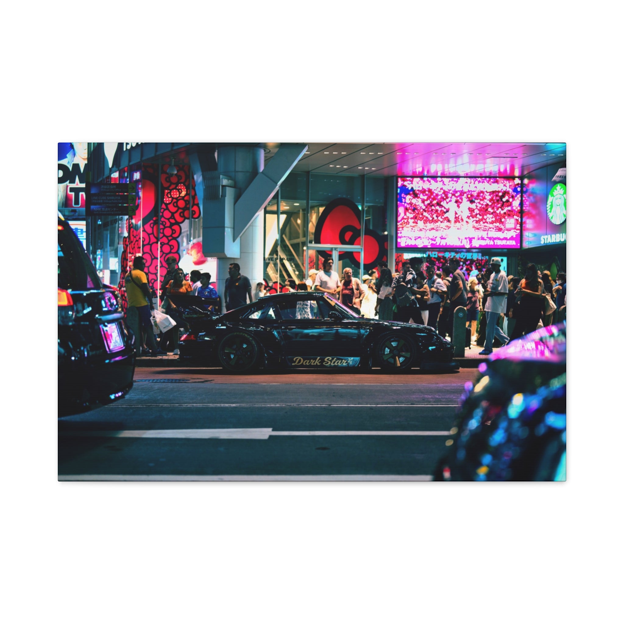 Porsche 911 Neon City Canvas Wall Art for Men – JDM Night Street Car Canvas Print