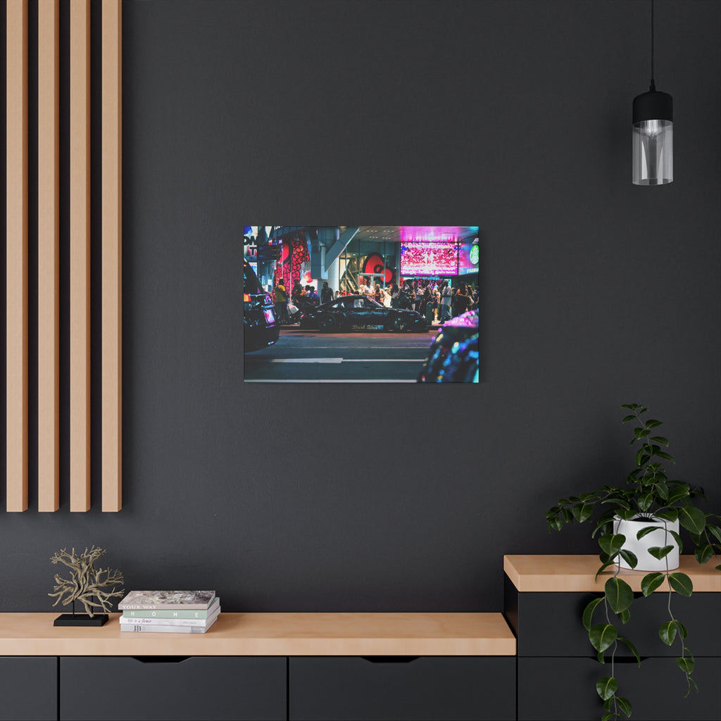 Porsche 911 Neon City Canvas Wall Art for Men – JDM Night Street Car Canvas Print