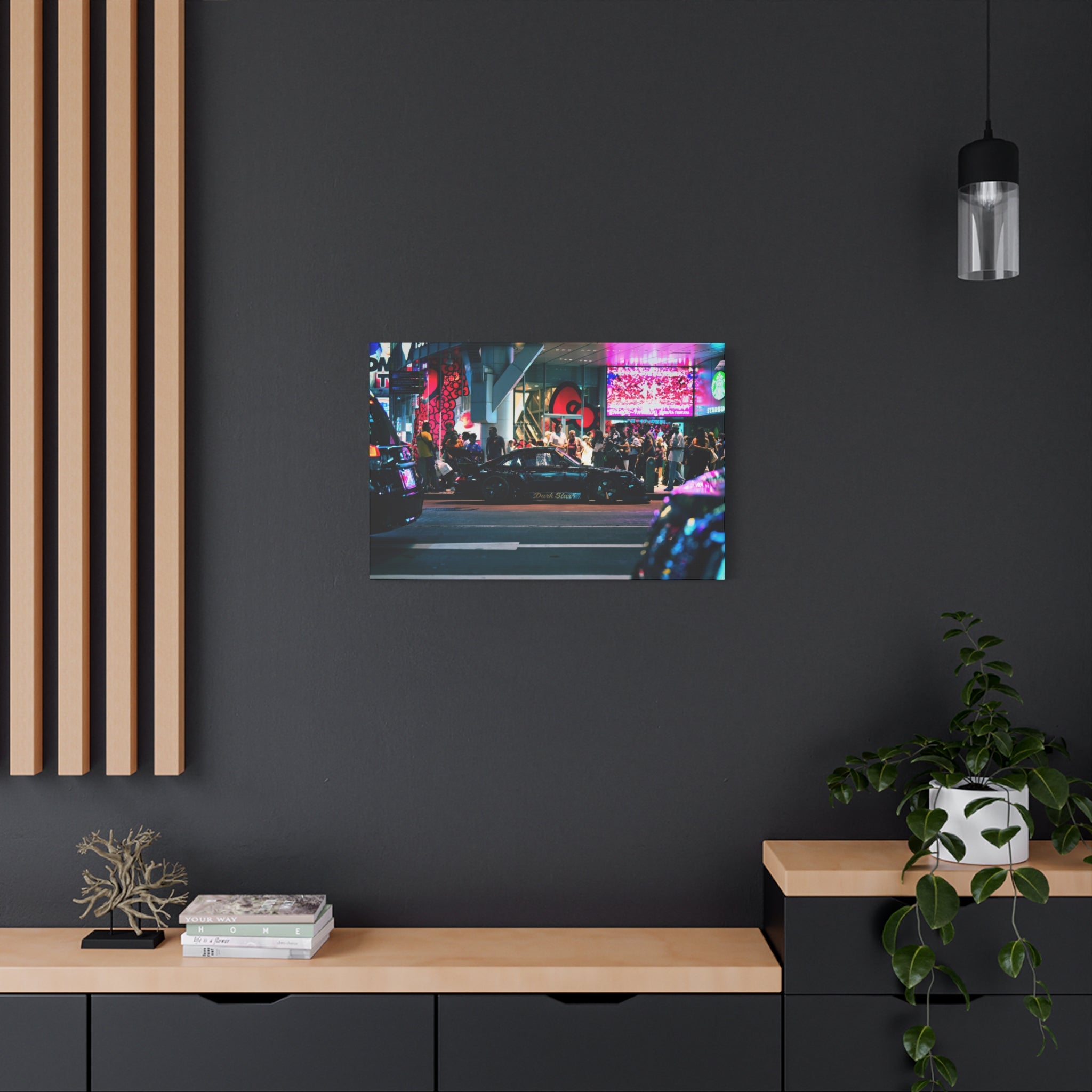 Porsche 911 Neon City Canvas Wall Art for Men – JDM Night Street Car Canvas Print