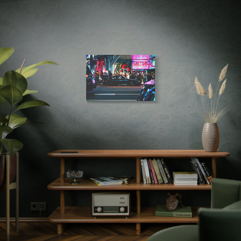 Porsche 911 Neon City Canvas Wall Art for Men – JDM Night Street Car Canvas Print