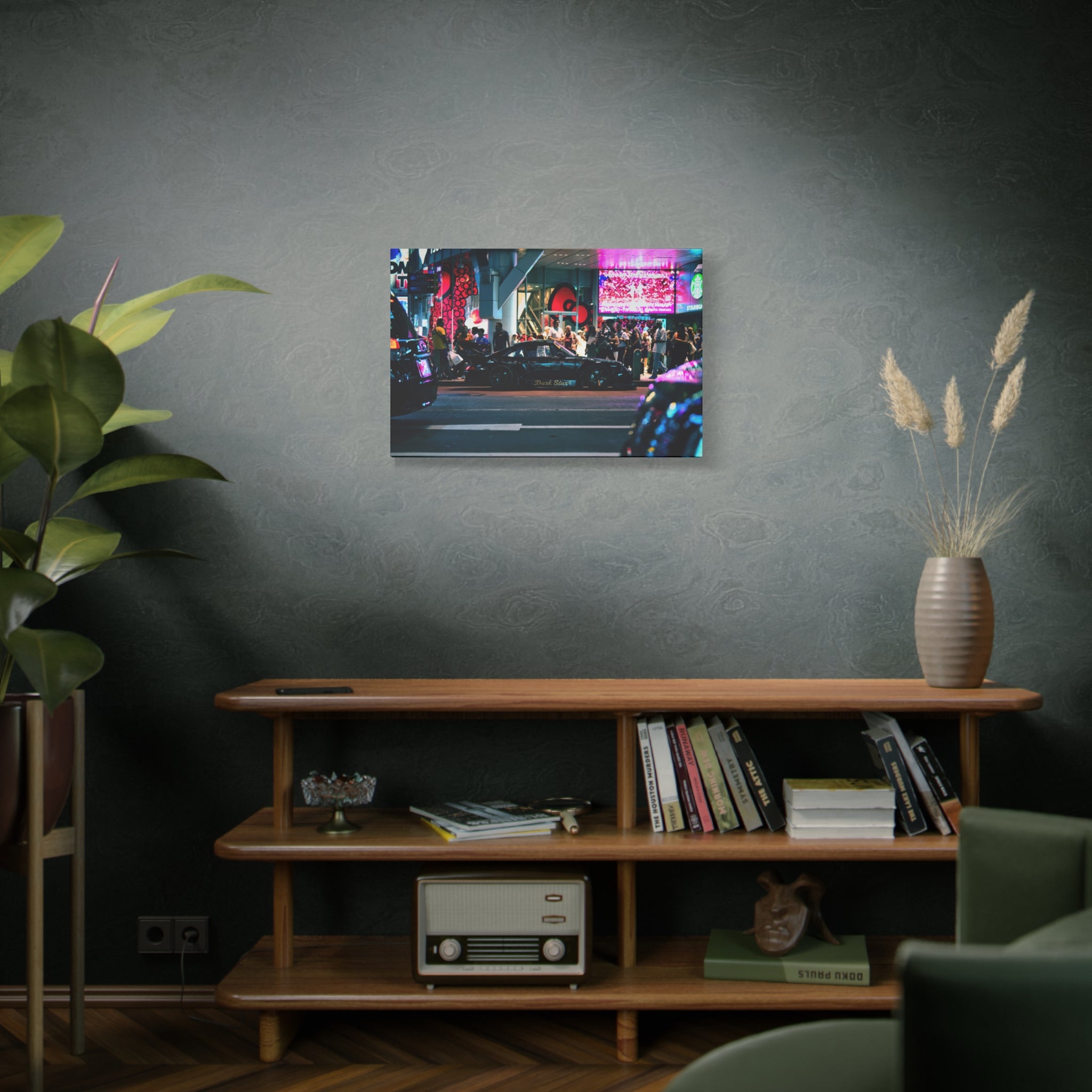 Porsche 911 Neon City Canvas Wall Art for Men – JDM Night Street Car Canvas Print