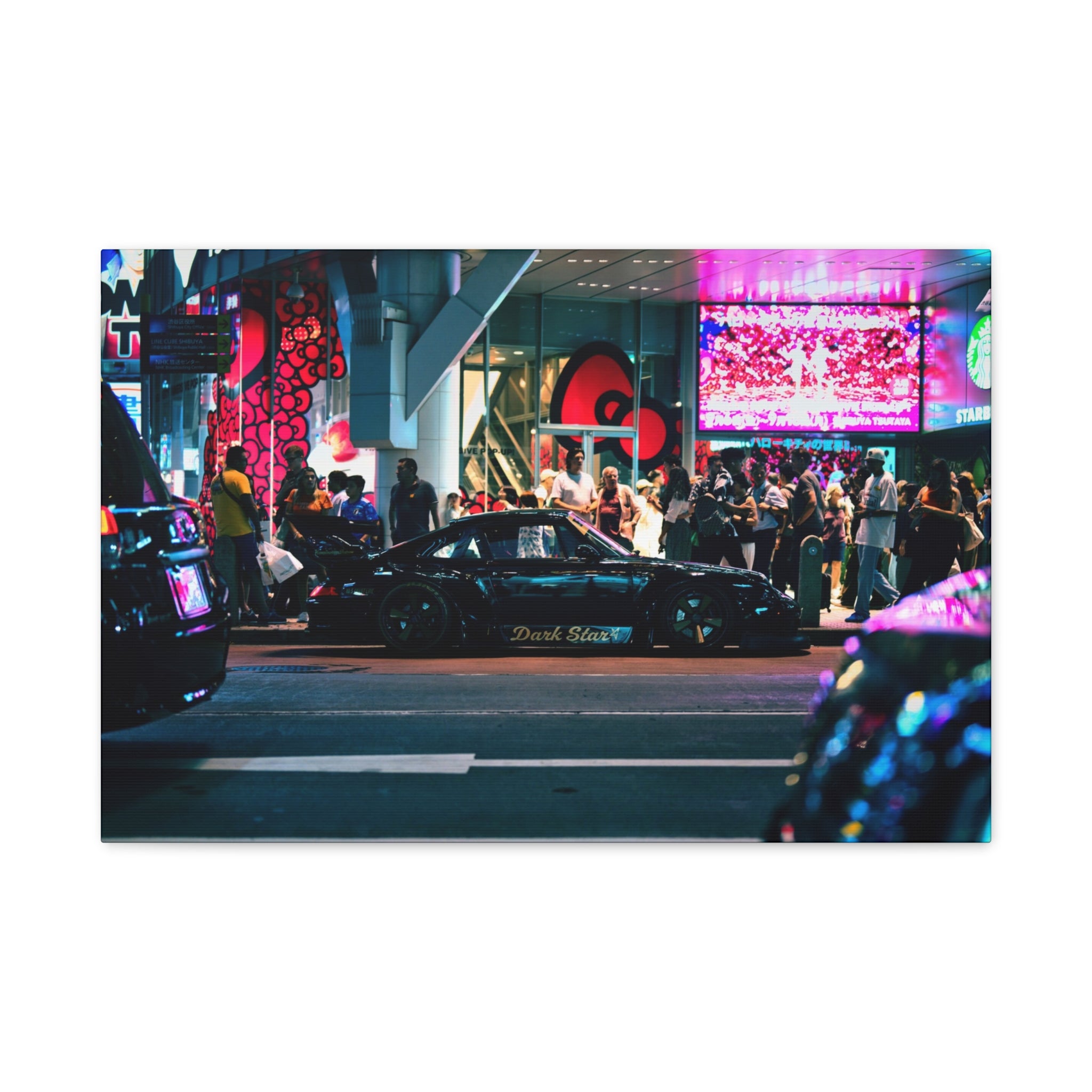 Porsche 911 Neon City Canvas Wall Art for Men – JDM Night Street Car Canvas Print