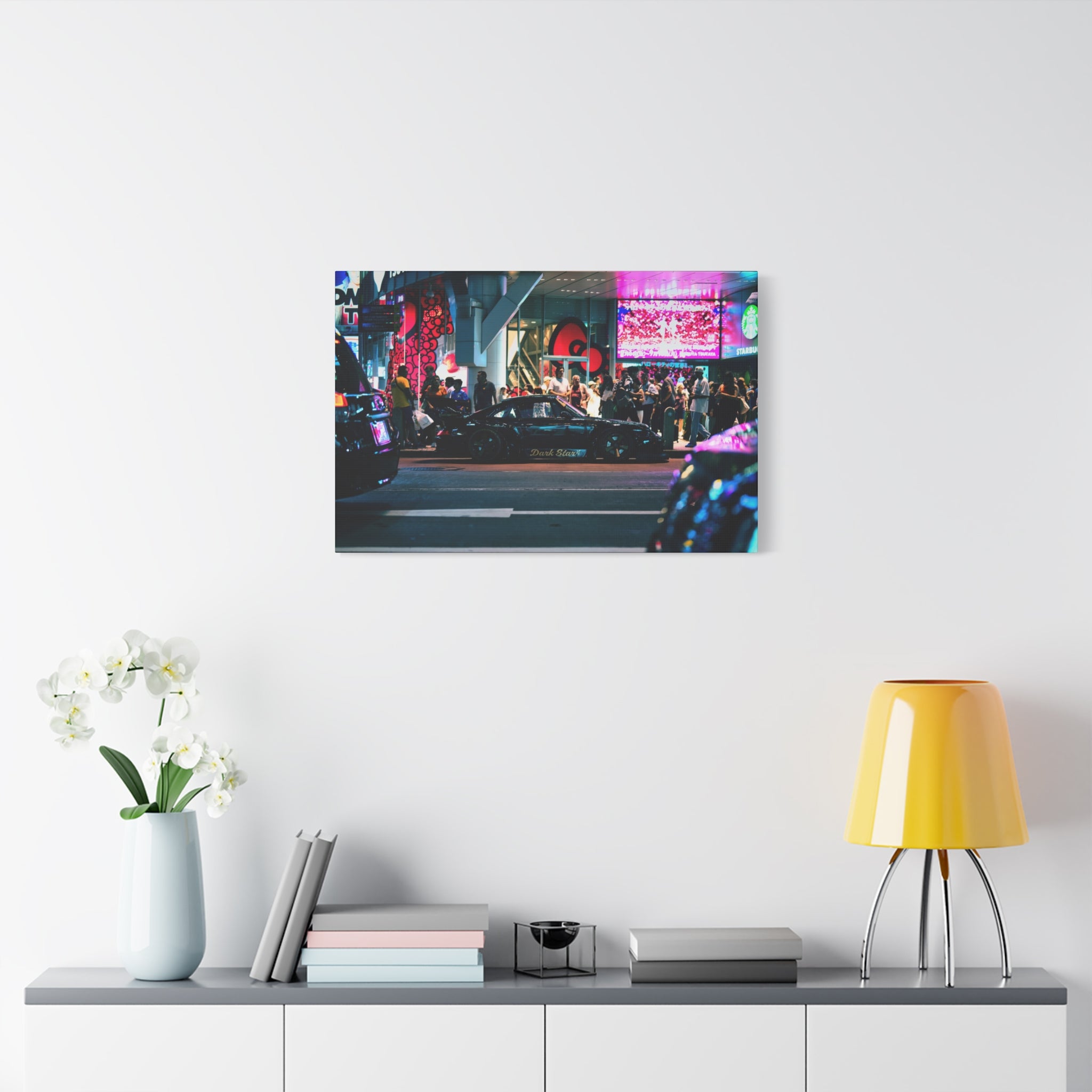 Porsche 911 Neon City Canvas Wall Art for Men – JDM Night Street Car Canvas Print