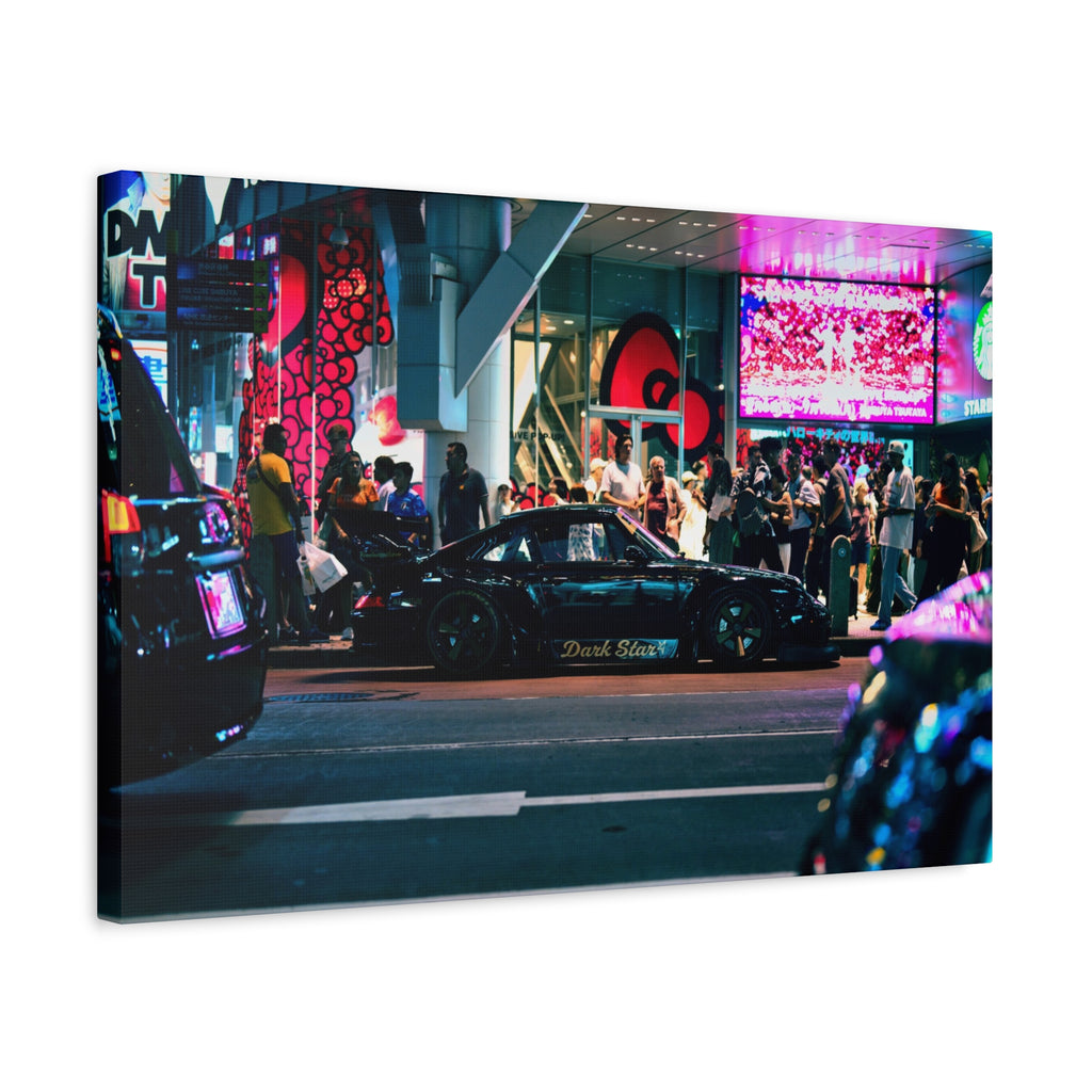 Porsche 911 Neon City Canvas Wall Art for Men – JDM Night Street Car Canvas Print