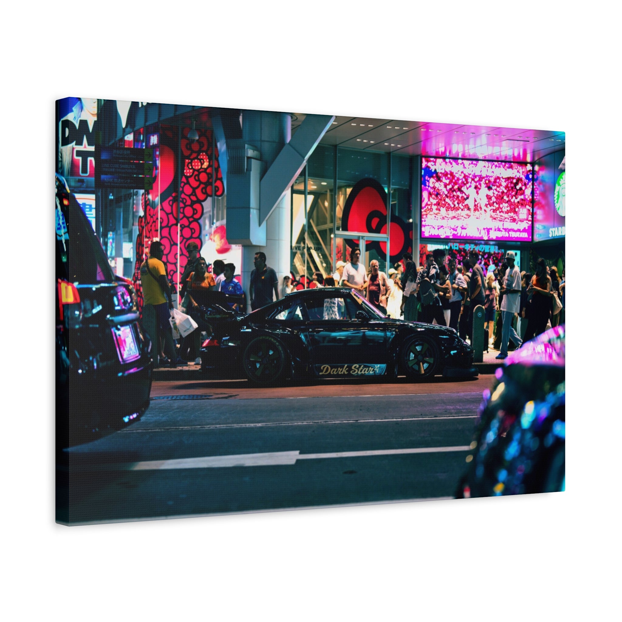 Porsche 911 Neon City Canvas Wall Art for Men – JDM Night Street Car Canvas Print