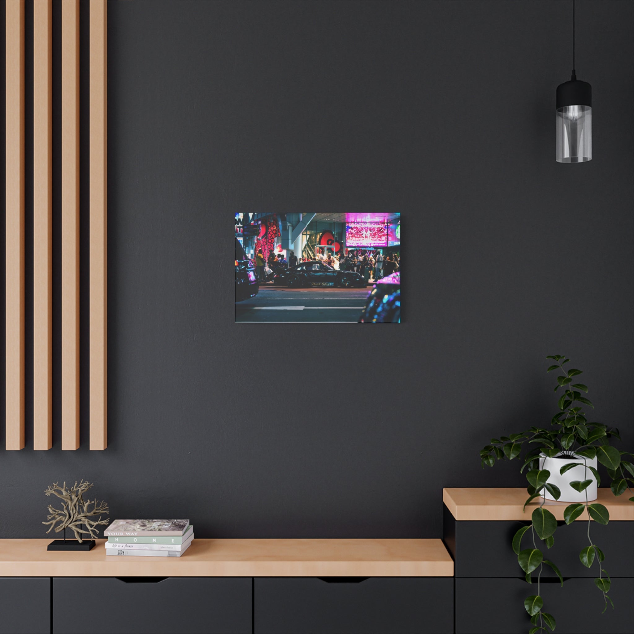 Porsche 911 Neon City Canvas Wall Art for Men – JDM Night Street Car Canvas Print